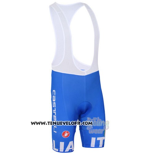 2016 Maillot Ciclismo Italie Blanc et Bleu Manches Courtes et Cuissard